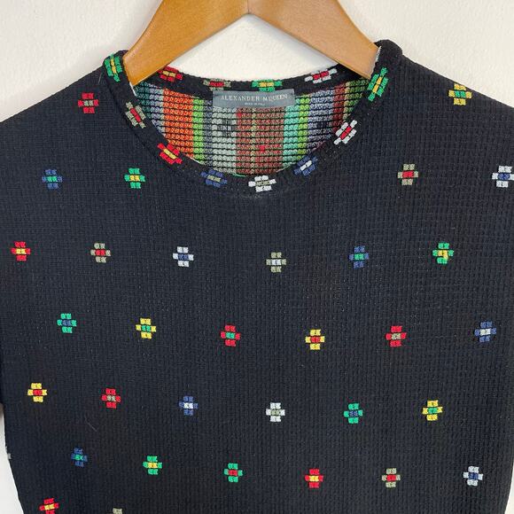 Alexander McQueen Silk Knit Intarsia Fit Flare Short Sleeve Sweater Dress S - Picture 4 of 17